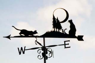 Cats with moon weather vane